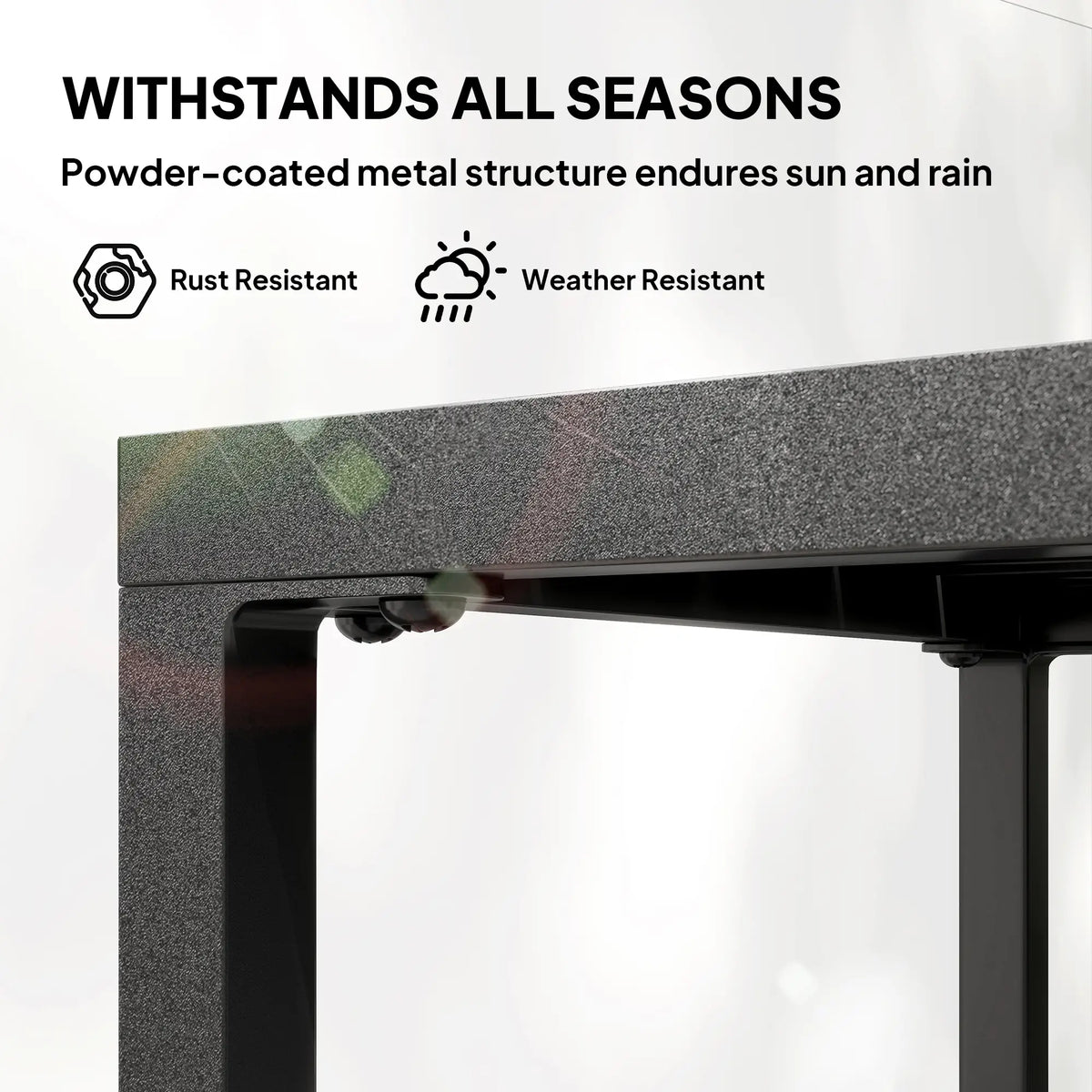 Outdoor Coffee Table, 2-Tier With Storage Shelf, Adjustable Feet, Black Patio Side Tables at Gallery Canada