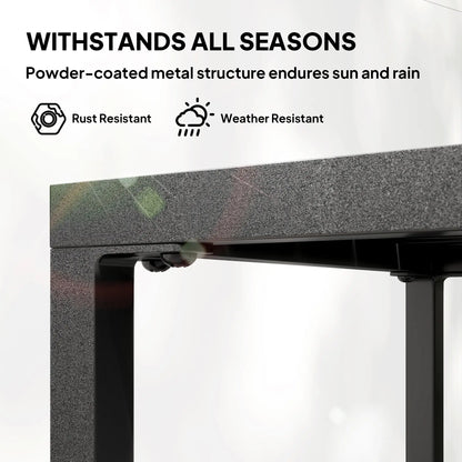 Outdoor Coffee Table, 2-Tier With Storage Shelf, Adjustable Feet, Black Patio Side Tables at Gallery Canada