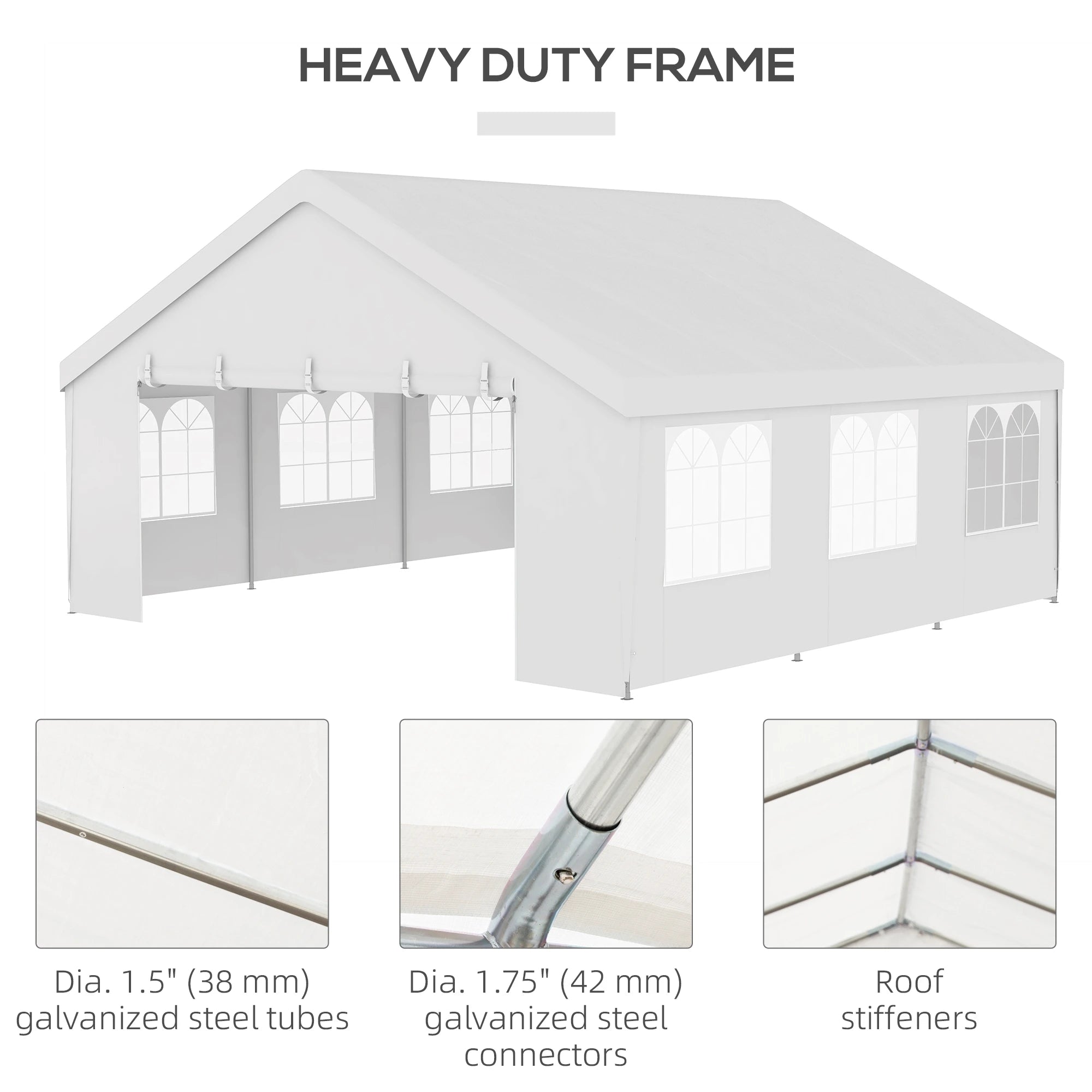Heavy Duty Party Tent, 19.5' x 19', Large Canopy, White Canopy Tents at Gallery Canada
