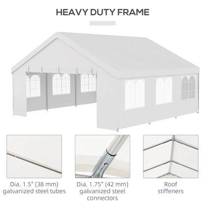 Heavy Duty Party Tent, 19.5' x 19', Large Canopy, White Canopy Tents at Gallery Canada
