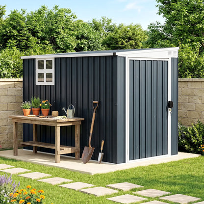 4' x 8' Metal Garden Shed, Outdoor Storage with Window, 2 Vents, Lockable Door Sheds at Gallery Canada