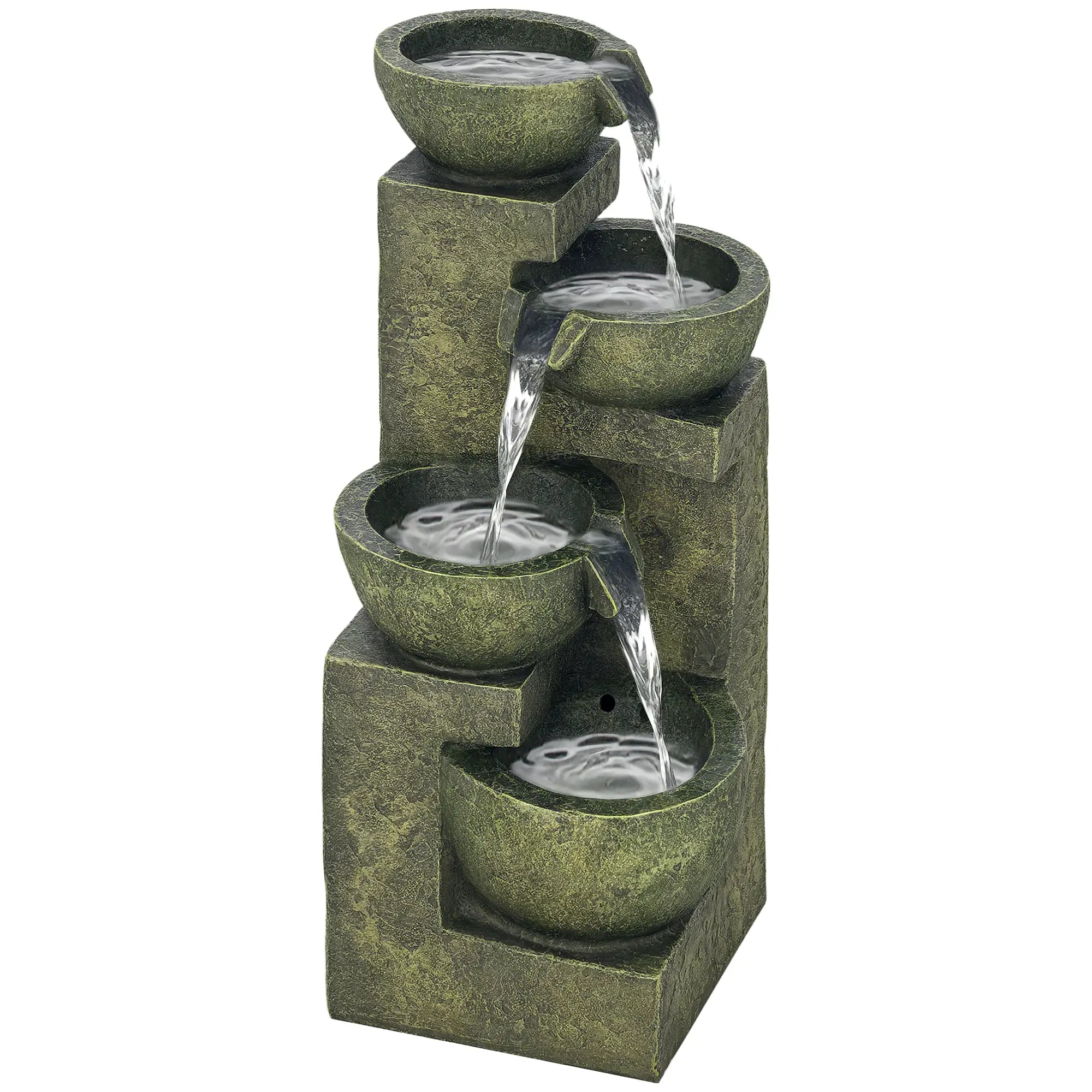 4-Tier Stone Look Outdoor Water Fountain, Adjustable Flow, Black and Yellow Water Fountains at Gallery Canada