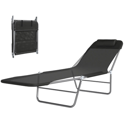 Portable Adjustable Reclining Lounge Chair, Folding Chaise, Black Lounger Chairs at Gallery Canada