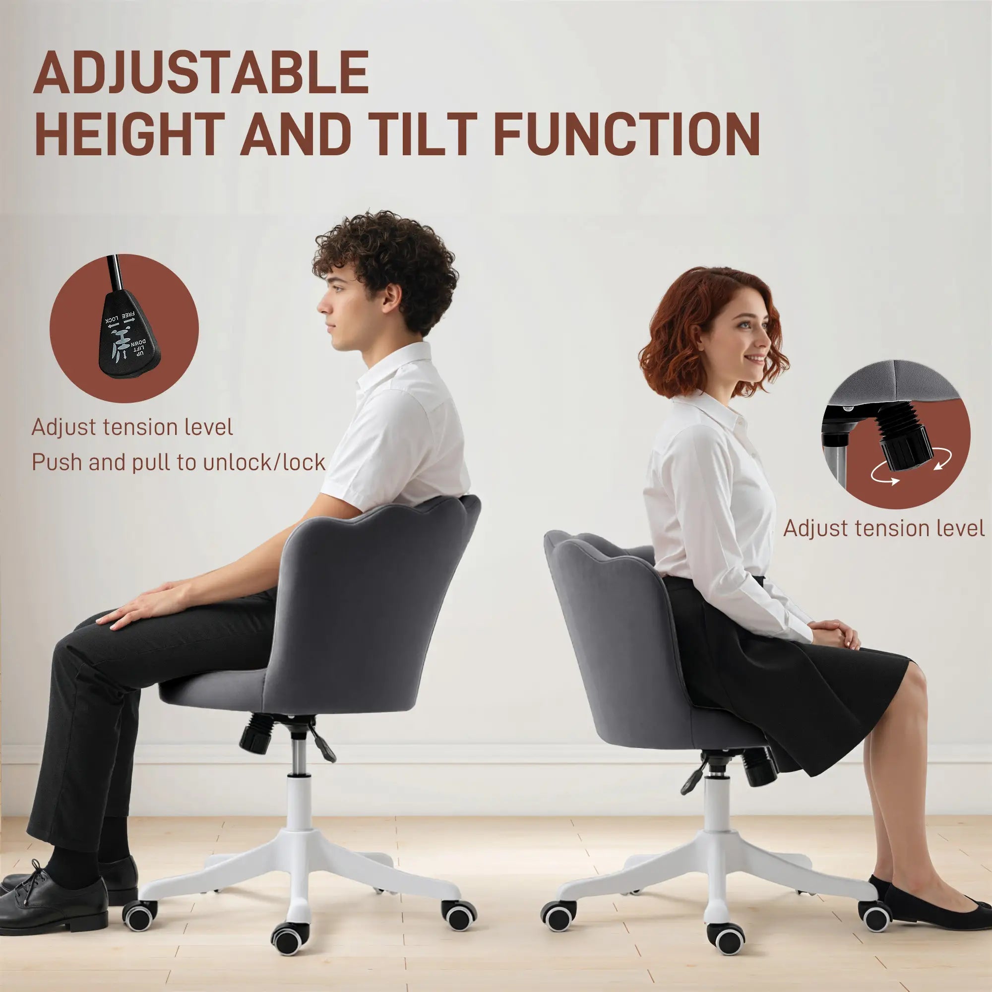 Armless Swivel Desk Chair, Adjustable Height, Backrest, Tilt Function, Grey Task Chairs at Gallery Canada