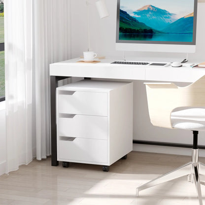 3 Drawer File Cabinet, Mobile Vertical Filing Cabinet with Wheels, White Office Cabinets & Cupboards at Gallery Canada