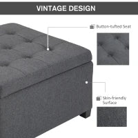 Pouf de rangement capitonné, banc d'appoint, repose-pieds, gris foncé, gris foncé