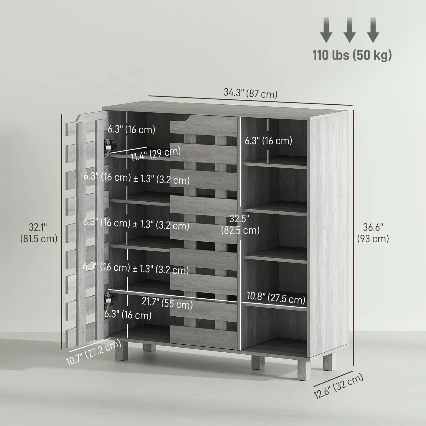21 Pair Shoe Cabinet, 5-Tier Double Door, Light Grey Shoe Storage Cabinets & Racks at Gallery Canada