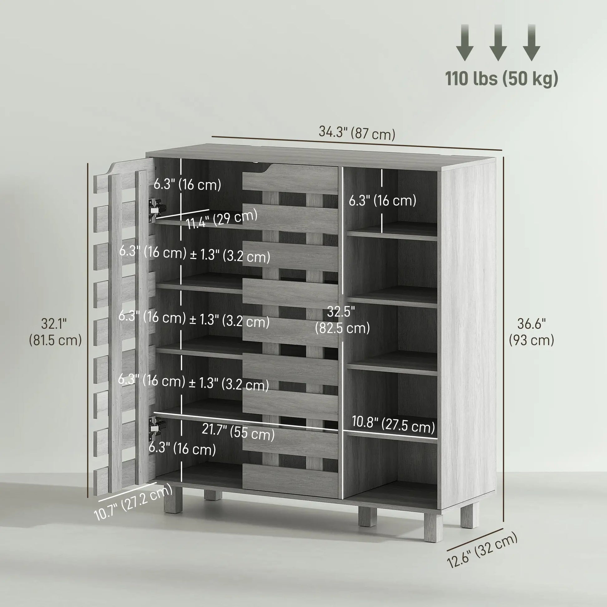 21 Pair Shoe Cabinet, 5-Tier Double Door, Light Grey Shoe Storage Cabinets & Racks at Gallery Canada