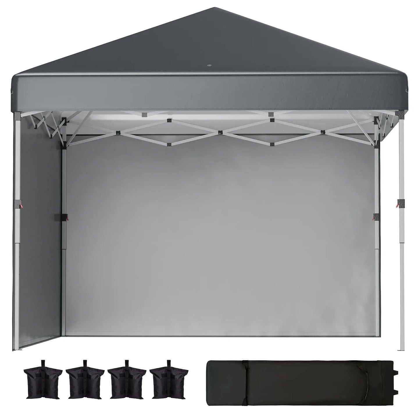 10' x 10' Pop Up Canopy, Sidewalls, Roller Bag, Adjustable, Dark Grey Pop Up Canopies Dark Grey at Gallery Canada