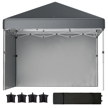 10' x 10' Pop Up Canopy, Sidewalls, Roller Bag, Adjustable, Dark Grey Pop Up Canopies Dark Grey at Gallery Canada