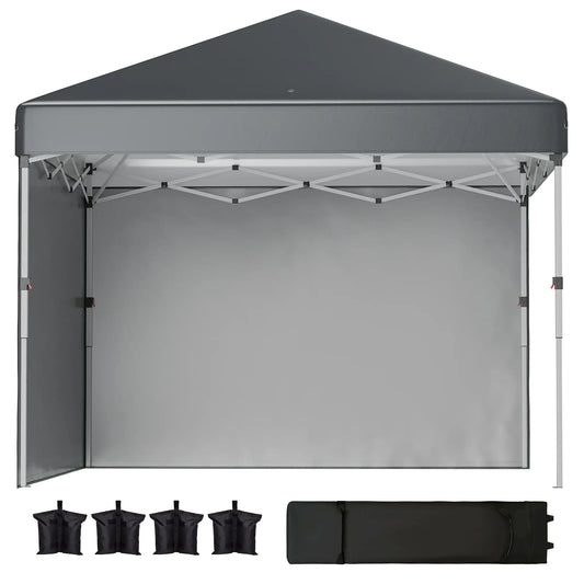 10' x 10' Pop Up Canopy, Sidewalls, Roller Bag, Adjustable, Dark Grey Pop Up Canopies Dark Grey at Gallery Canada