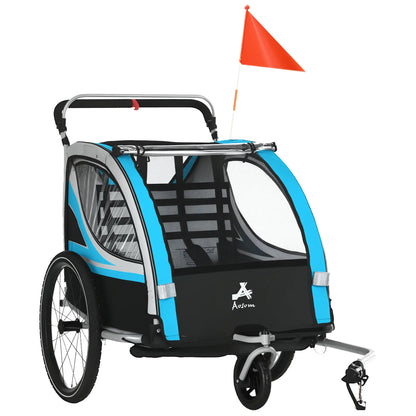 3-In-1 Bike Trailer, 2 Seats, 5-Point Harness, Storage, Blue Kids Bike Trailers at Gallery Canada