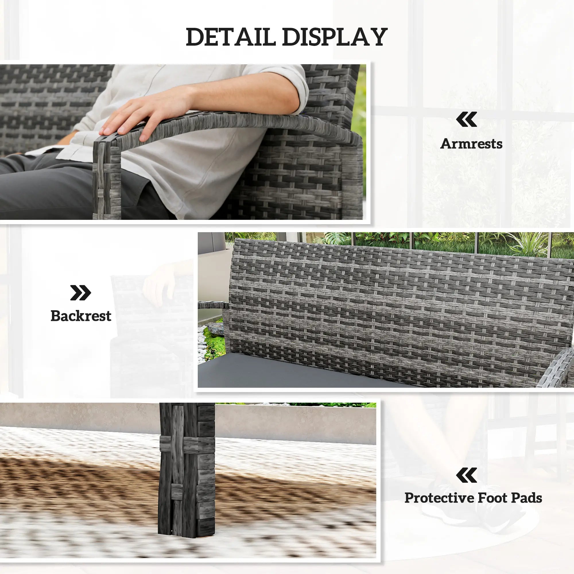 33 Gallon Outdoor Storage Bench, Wicker Deck Box Patio Seat, Grey Outdoor Benches at Gallery Canada
