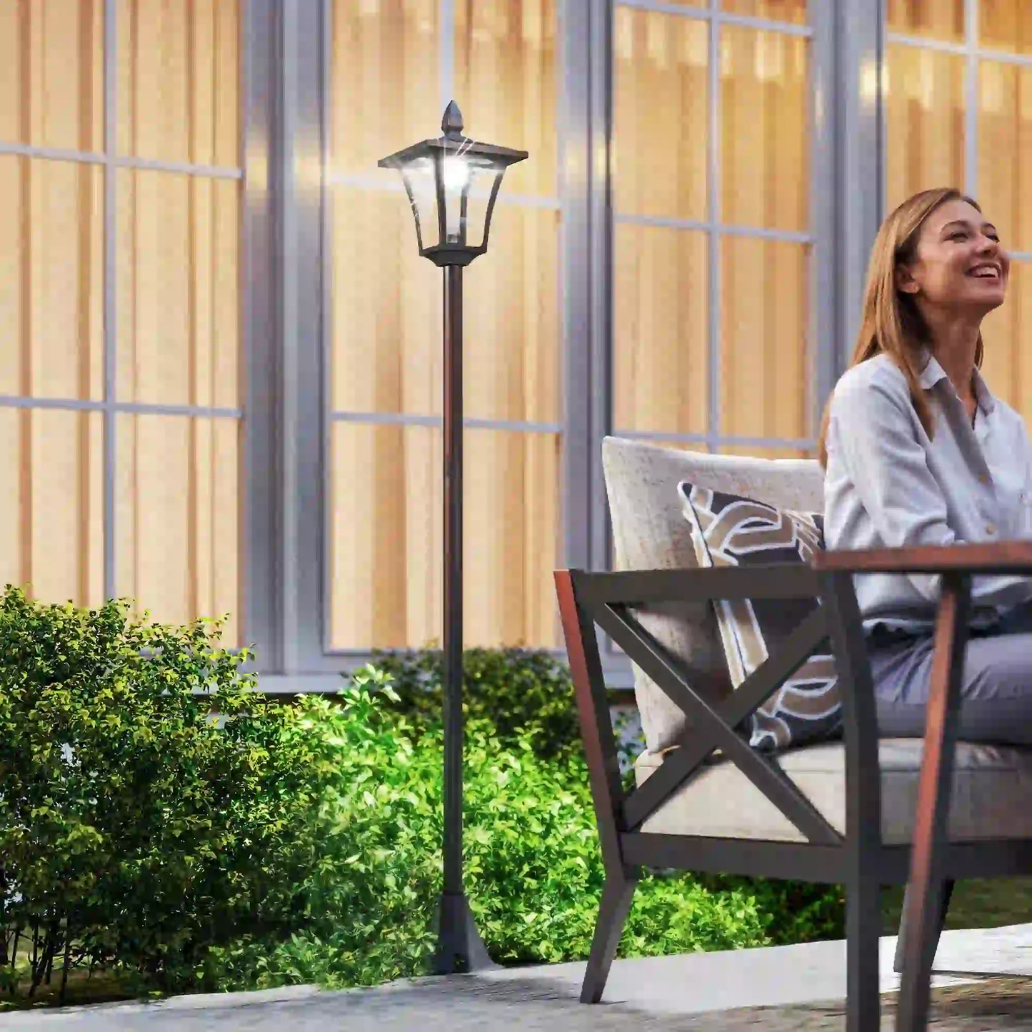 Solar LED Streetlight, 40 Lumens, Waterproof, 63"H, Black Solar Post Lamps at Gallery Canada