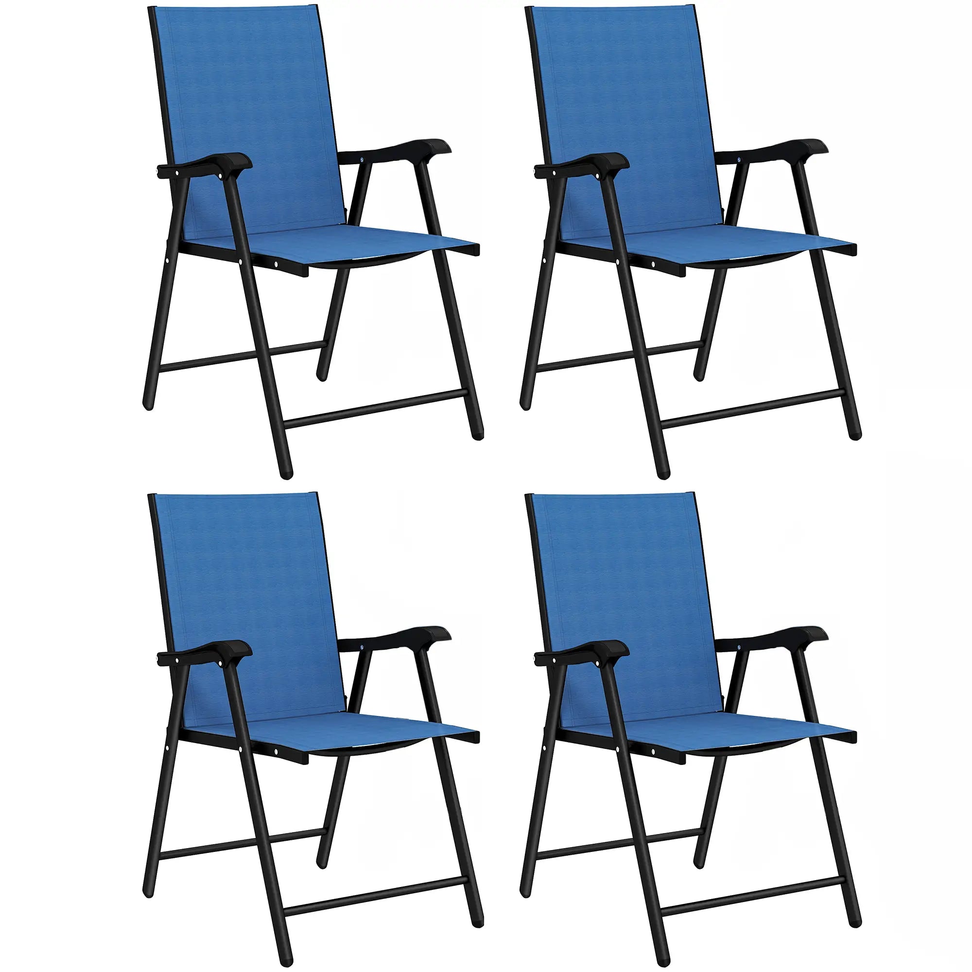 Folding Patio Chairs Set of 4, High Back Outdoor Dining Chairs, Blue Patio Chairs at Gallery Canada
