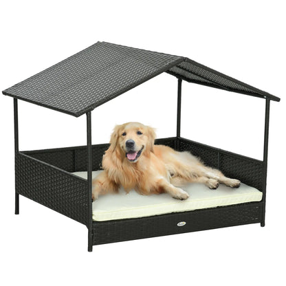 Outdoor Wicker Dog House, Soft Cushion Washable Cover, Medium Large, Cream White Houses, Kennels & Pens at Gallery Canada