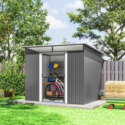 8.5' x 6' Metal Garden Shed, Utility Tool Storage, Grey Sheds at Gallery Canada