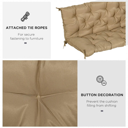 Porch Swing Cushion, Garden Bench Cushion with Backrest, Non-Slip 3-Seater, 59.1" x 38.6", Khaki Patio Chair Cushions at Gallery Canada