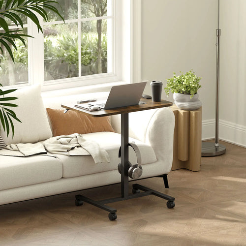 Height Adjustable Standing Desk, Pneumatic Sit Stand Desk, Rustic Brown