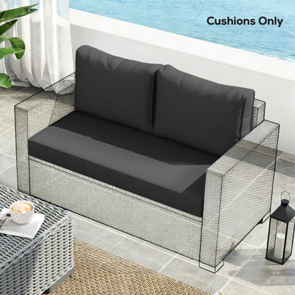 2 Seater Outdoor Cushions With Backrest, Black Patio Chair Cushions at Gallery Canada