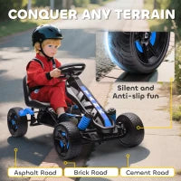Kids Pedal Go Kart, Ride on Toy, Brake, EVA Tires, Blue