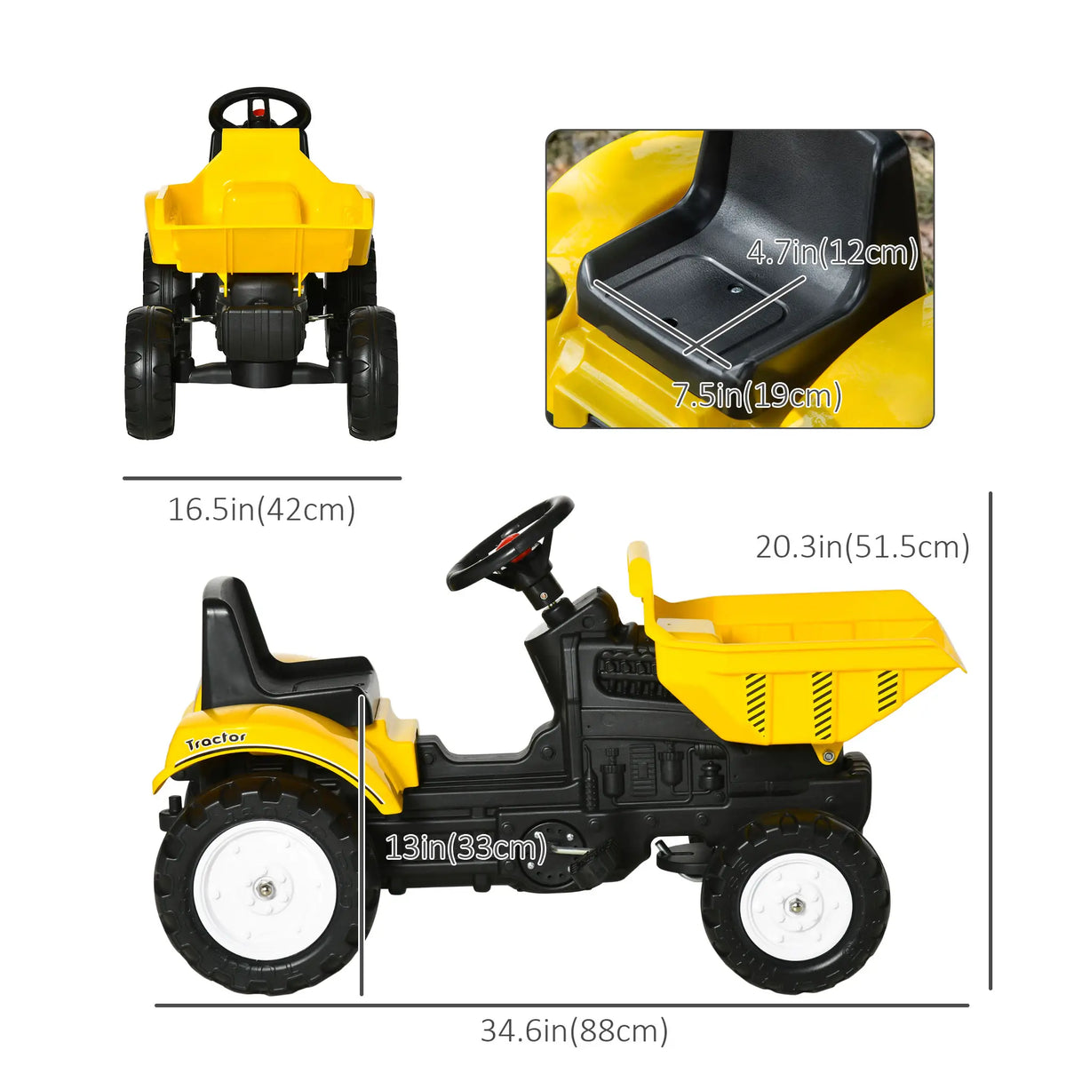 Kids Ride On Tractor, Pedal Construction Car, Manual Bucket, 3 Year Old, Yellow Toy Excavators at Gallery Canada