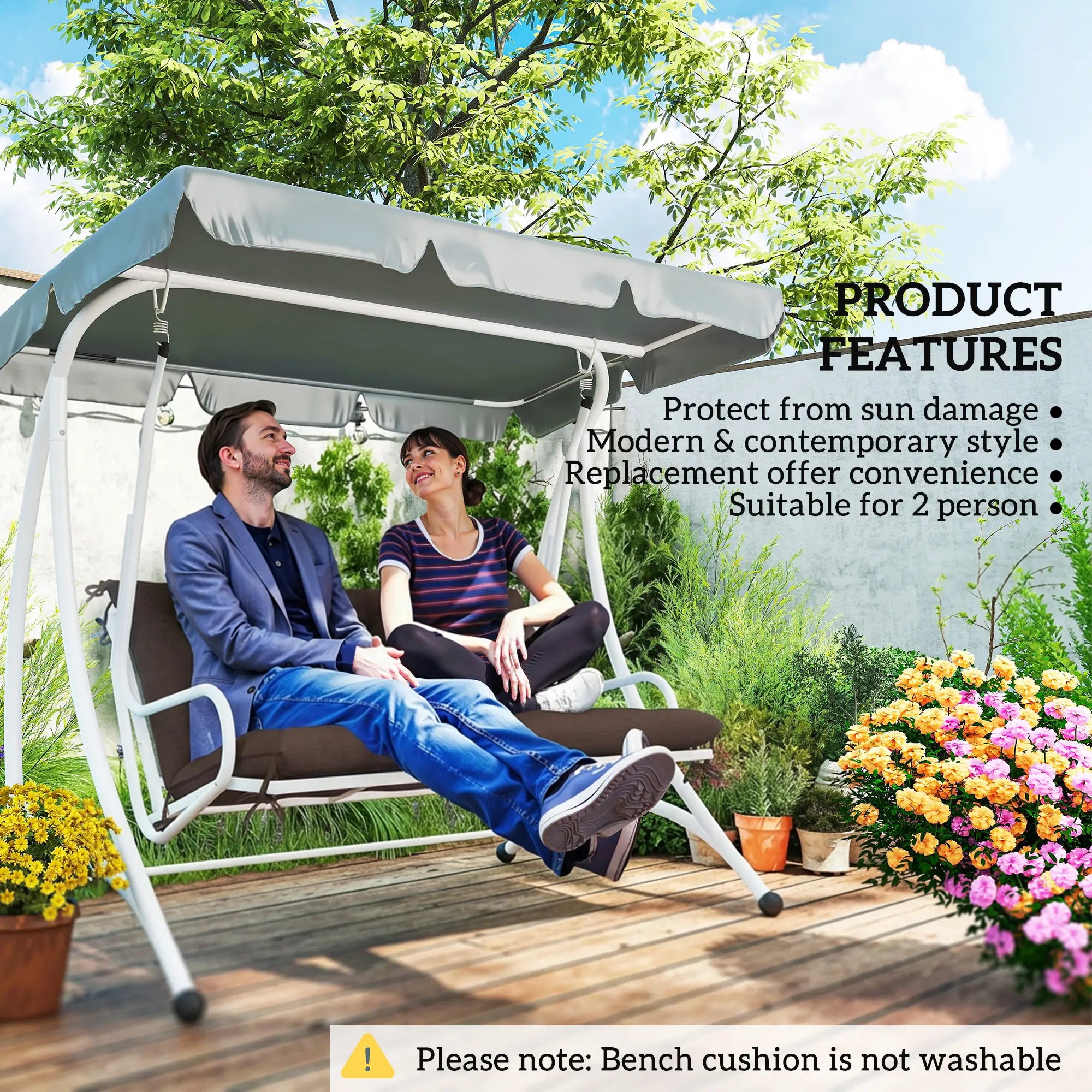 2 Seater Garden Bench Cushion, 47