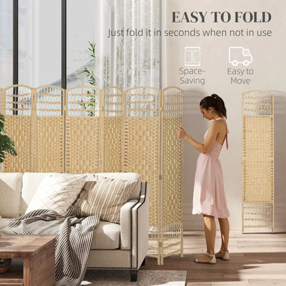 8 Panel Folding Room Divider, Portable Privacy Screen, Natural Room Dividers at Gallery Canada