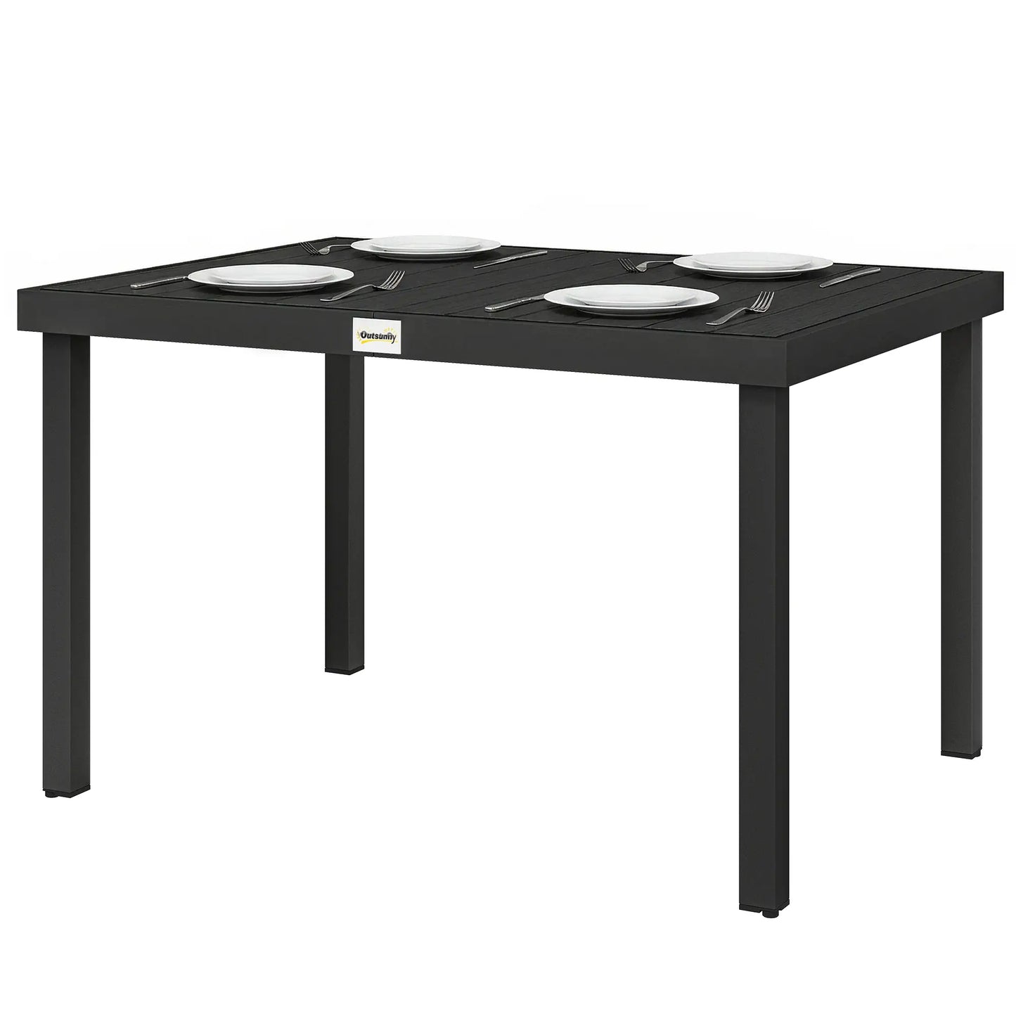 Aluminum Outdoor Dining Table for 6, 47.2" x 35.4" x 29.1", Black Patio Dining Tables Black at Gallery Canada