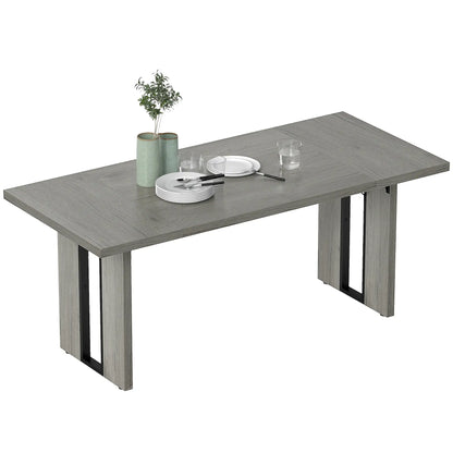 Industrial Kitchen Table, 71" Rectangular, Grey Wood Finish, Grey Dining Tables Grey Wood Finish at Gallery Canada