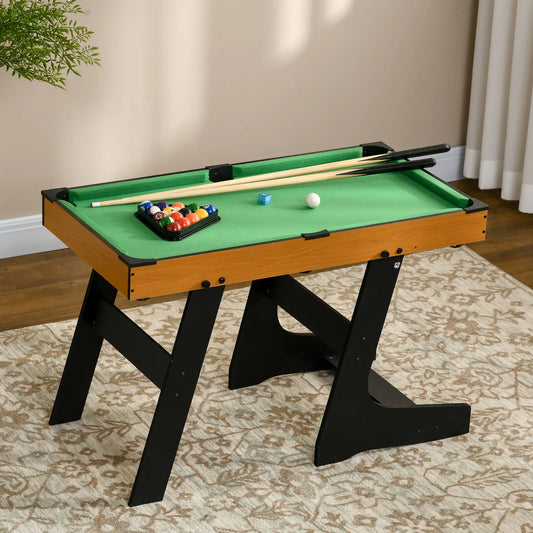 38" Mini Pool Table Set, Tabletop Billiards, Folding, Includes Balls, Cues, Chalk, Brush Game Tables Natural, Black, Green at Gallery Canada