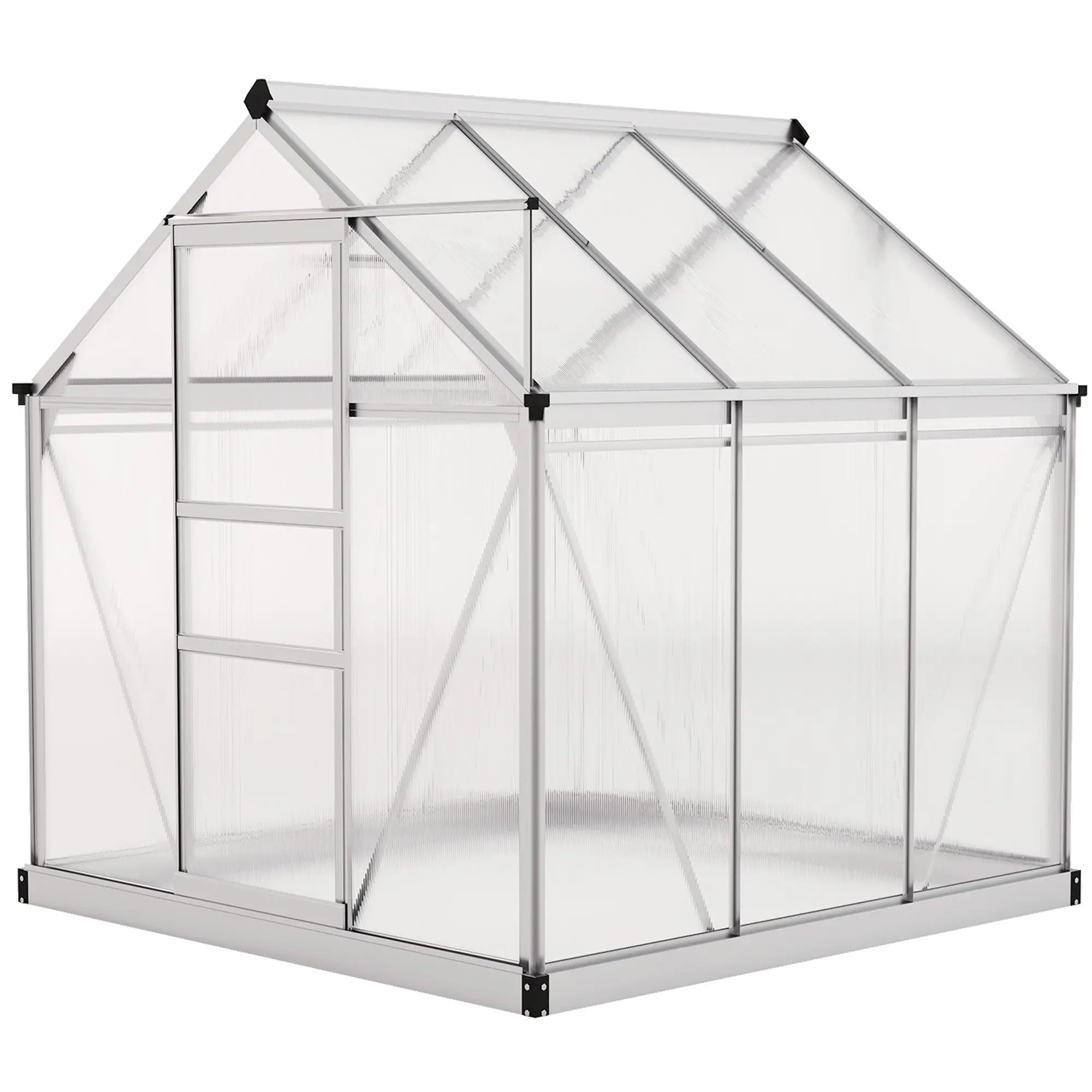 6' x 6' x 6.6' Polycarbonate Greenhouse, Walk-In Garden Kit, Silver Walk In Greenhouses Silver, Clear at Gallery Canada