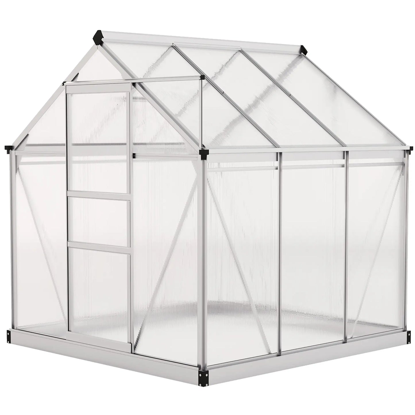 6' x 6' x 6.6' Polycarbonate Greenhouse, Walk-In Garden Kit, Silver Walk In Greenhouses Silver, Clear at Gallery Canada