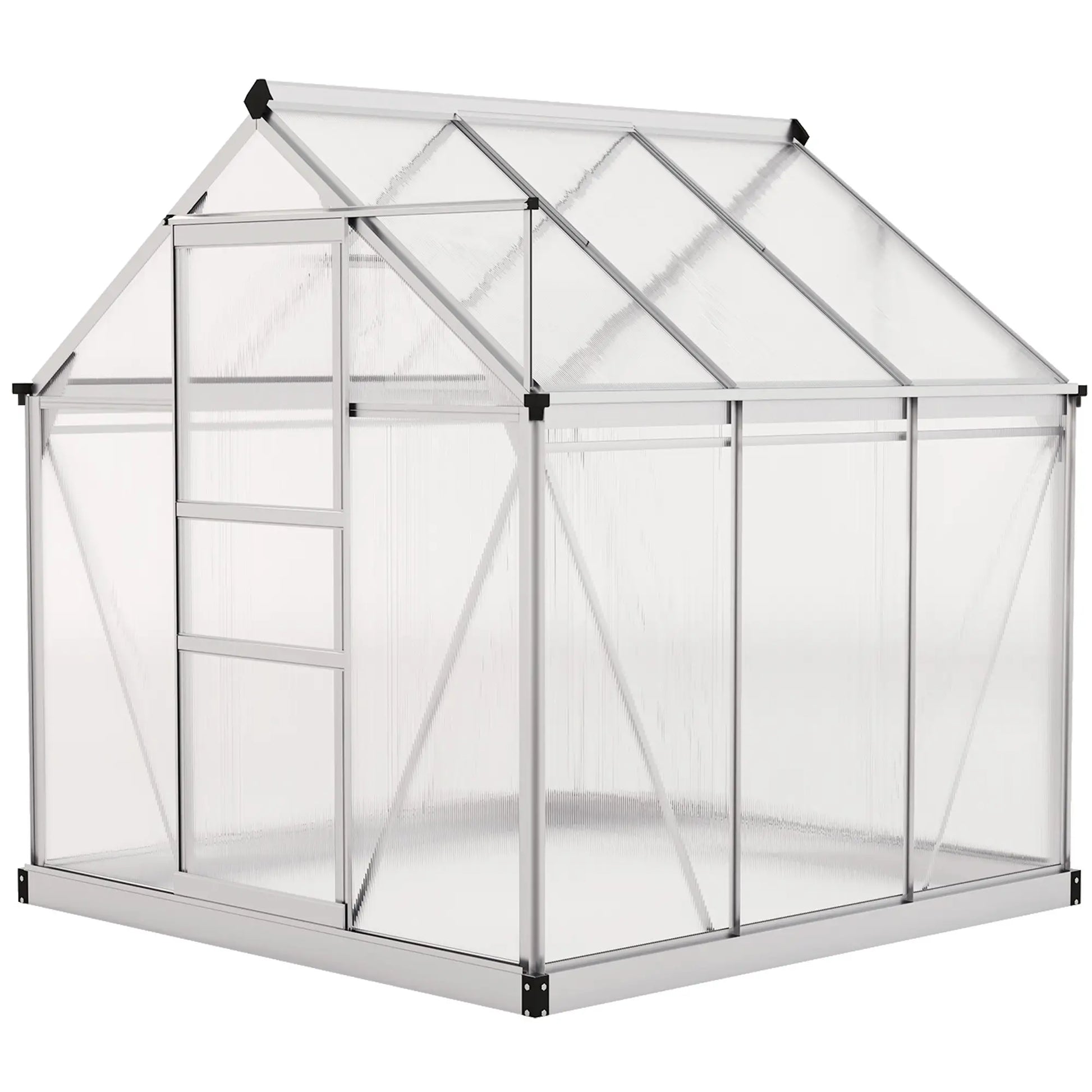 6' x 6' x 6.6' Polycarbonate Greenhouse, Walk-In Garden Kit, Silver Walk In Greenhouses Silver, Clear at Gallery Canada