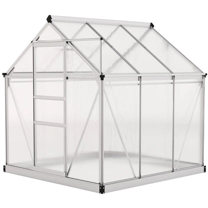 6' x 6' x 6.6' Polycarbonate Greenhouse, Walk-In Garden Kit, Silver Walk In Greenhouses Silver, Clear at Gallery Canada