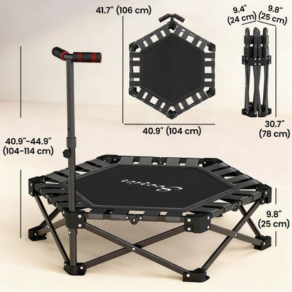 "42" Mini Trampoline Pliable avec Poignée en Mousse Ajustable