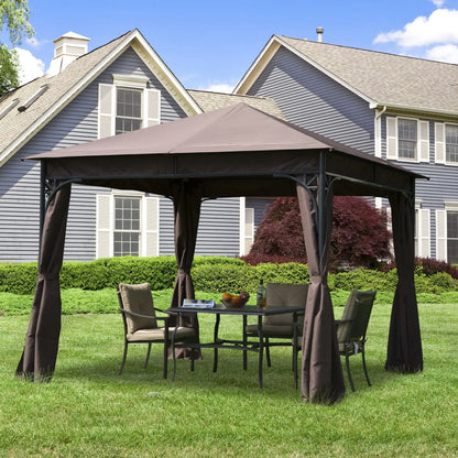 10x10ft Steel Garden Gazebo, Patio Canopy, Outdoor Event Tent Gazebos at Gallery Canada