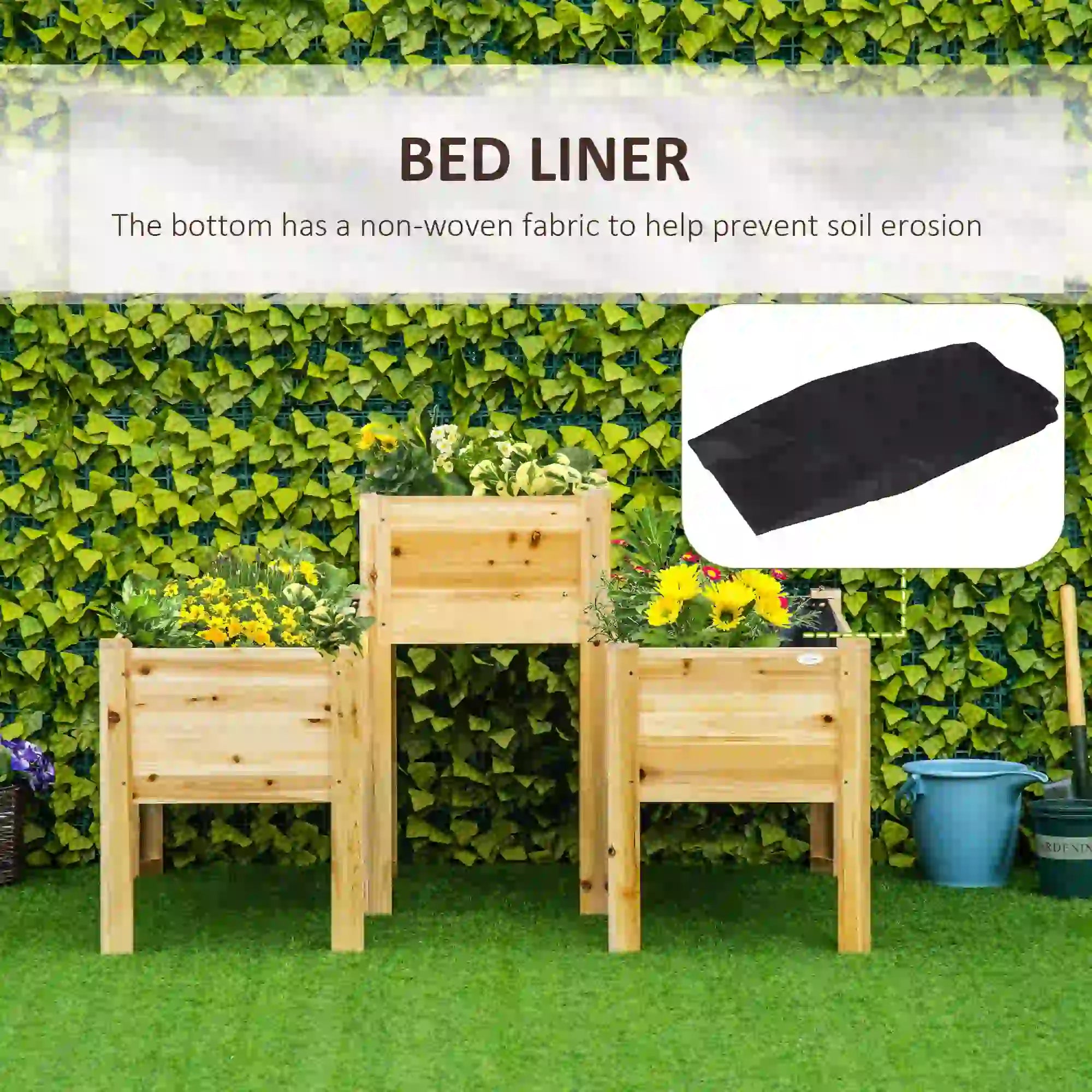 Raised Garden Bed Set of 3, Wood Planter Box, Outdoor Freestanding Raised Garden Beds at Gallery Canada