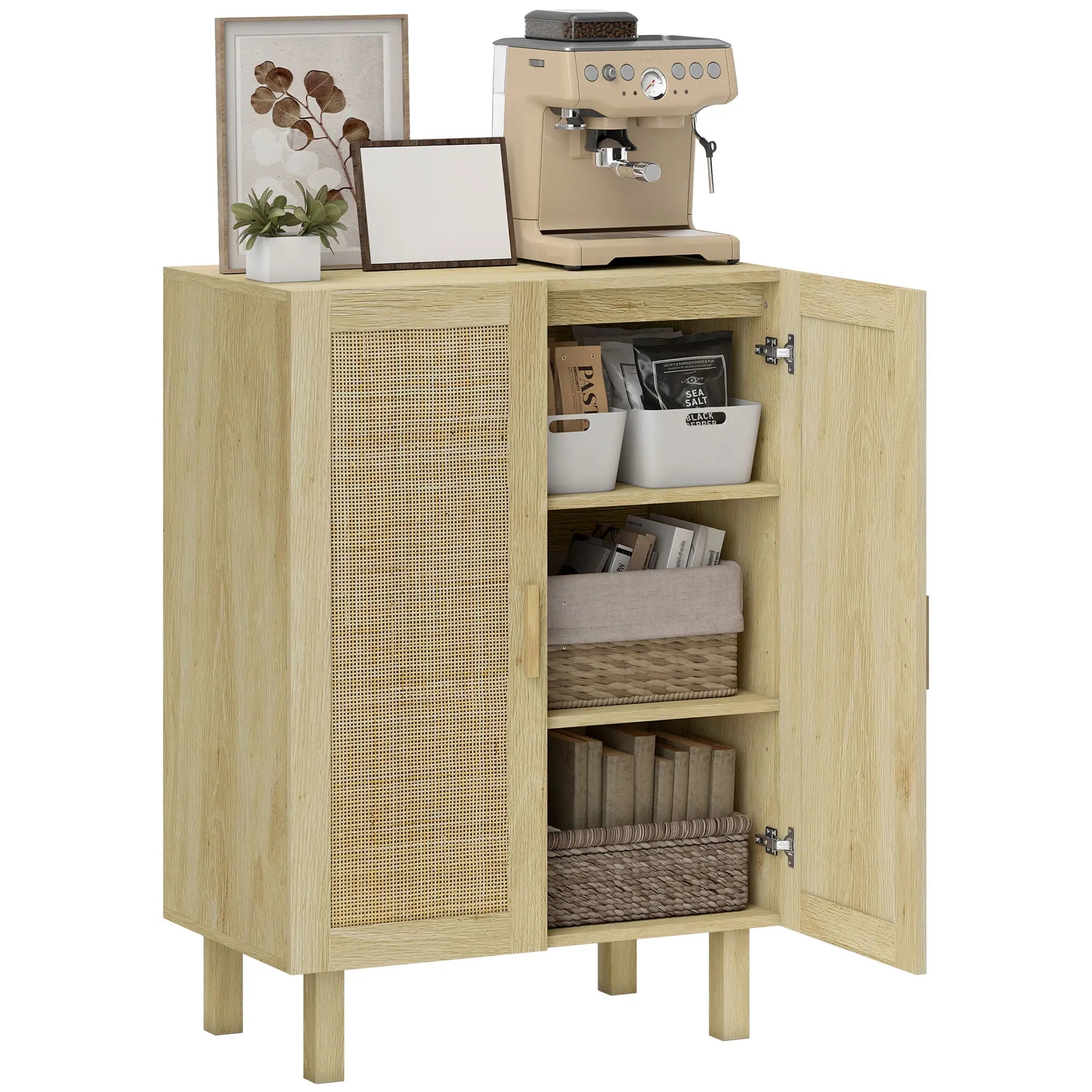 Boho Sideboard With Rattan Doors, Natural Storage Cabinets at Gallery Canada