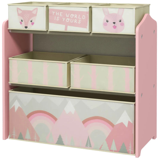 Toy Organizer with 6 Storage Bins, 25" X 12" X 26", Pink Baby & Kids Storage Pink Print at Gallery Canada