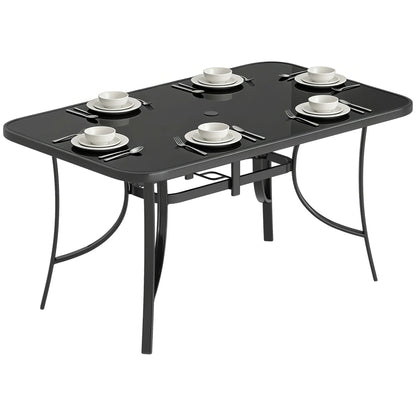 Outdoor Dining Table For 6, Metal Patio Table With Tempered Glass Top Patio Dining Tables at Gallery Canada