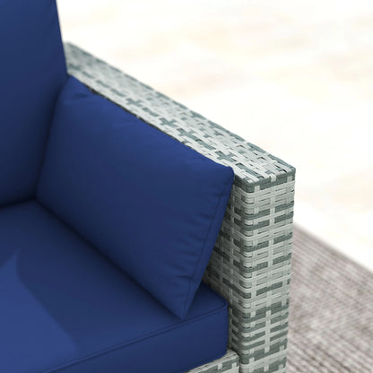 3-Seater Outdoor Sofa with Cushions, PE Rattan, Dark Blue Patio Furniture Sets at Gallery Canada