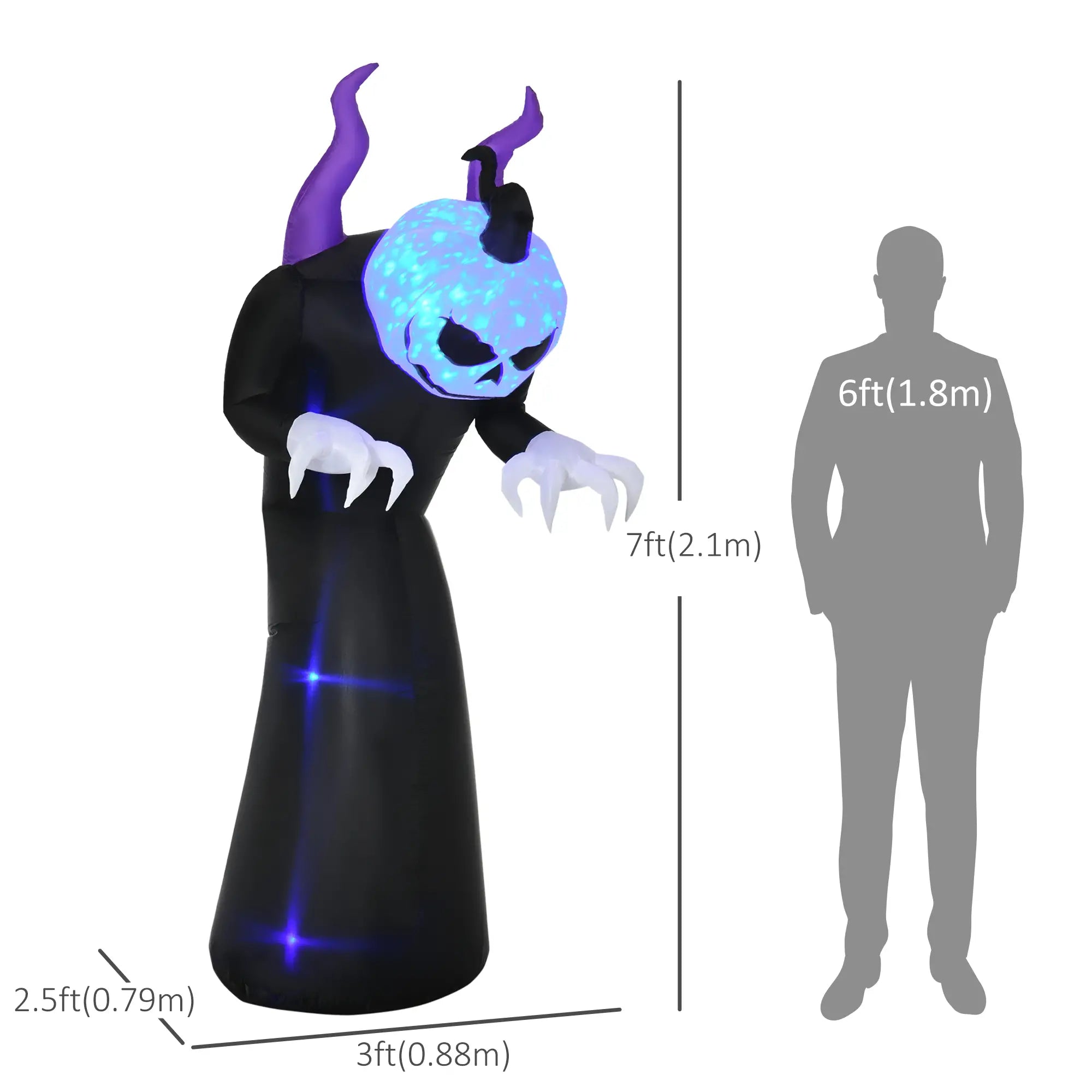 7ft Inflatable Halloween Ghost with Horns, LED Flame Effect, Outdoor Yard Display Halloween Decorations at Gallery Canada