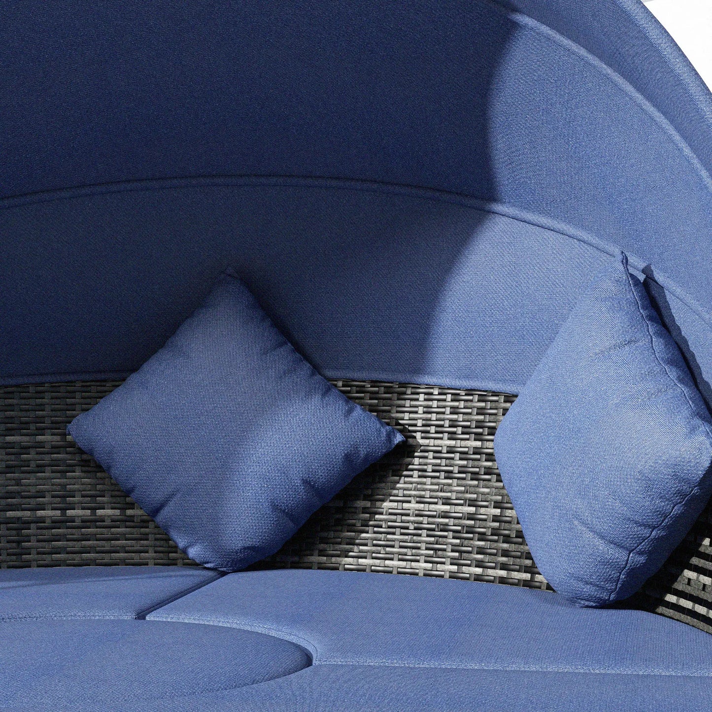 Outdoor Daybed with Canopy, Wicker Round Sofa, 4 Pieces, Dark Blue Patio Furniture Sets at Gallery Canada