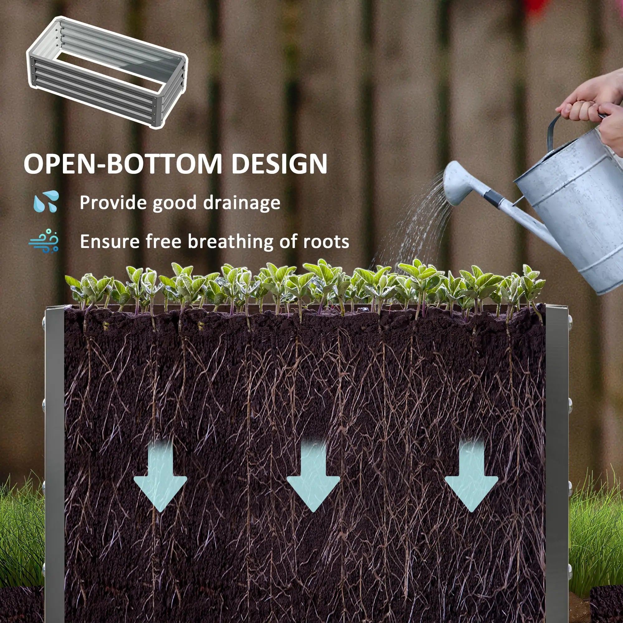 Galvanized Raised Garden Beds, Outdoor Planter Box, Set of 2, Light Grey Raised Garden Beds at Gallery Canada