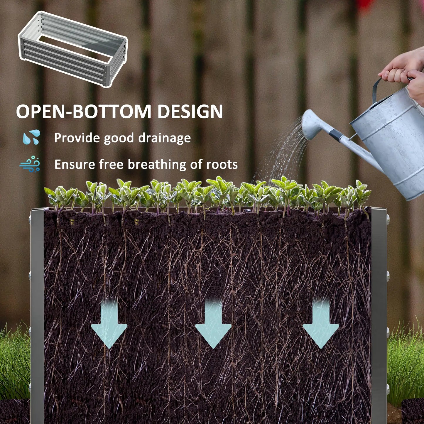 Galvanized Raised Garden Beds, Outdoor Planter Box, Set of 2, Light Grey Raised Garden Beds at Gallery Canada