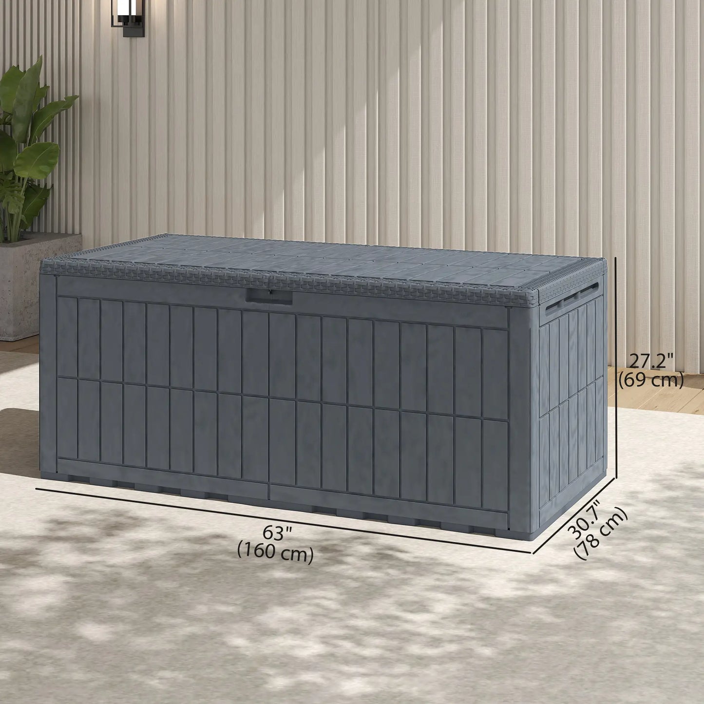 220 Gallon Resin Deck Box, Waterproof Lockable Outdoor Storage Patio Storage Boxes at Gallery Canada
