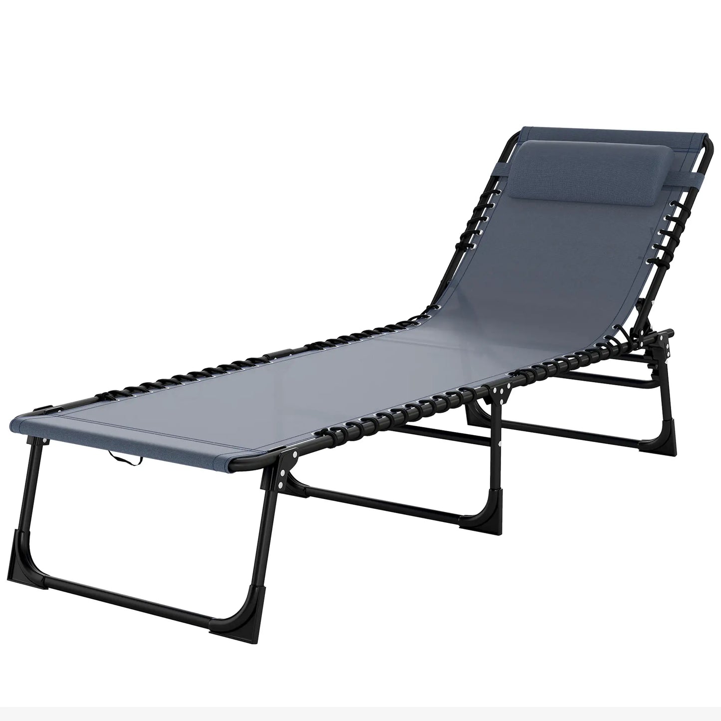 Adjustable Folding Lounge Chair, 4-Level Reclining, Grey Lounger Chairs at Gallery Canada