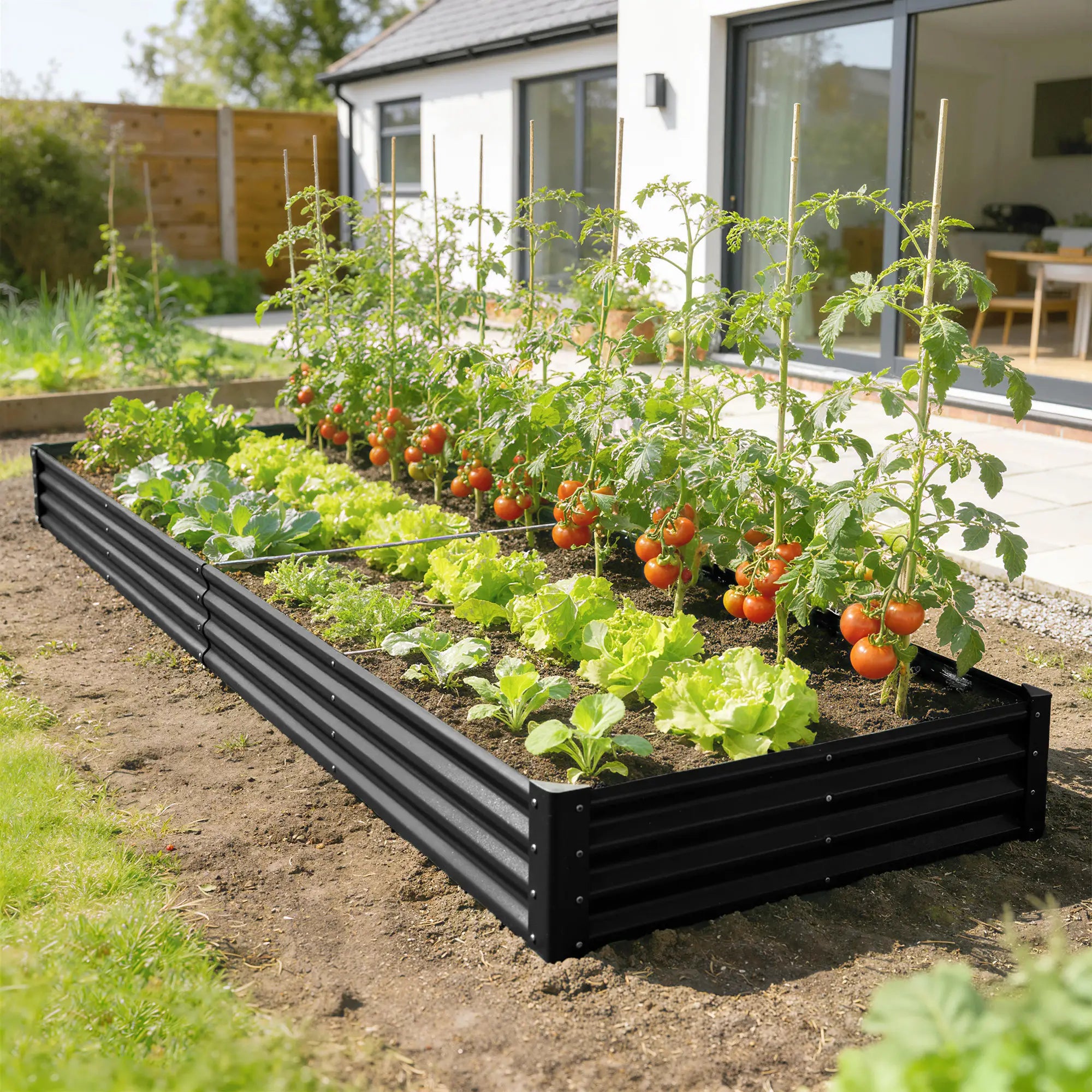 12x4x1ft Galvanized Raised Garden Bed, Reinforced Outdoor Planter Box, Black Galvanized Planter Boxes at Gallery Canada