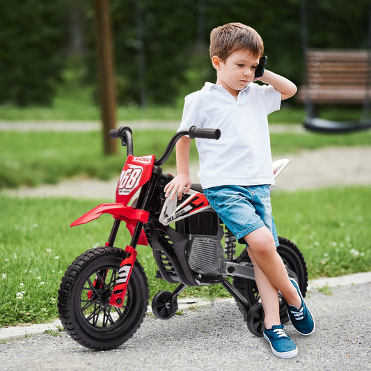 12V Kids Dirt Bike, Electric Motorcycle, Red Electric Motorcycles Red at Gallery Canada